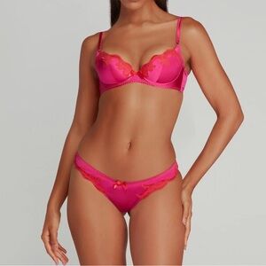 Agent Provocateur Molly pink and Red Lace Bra Set